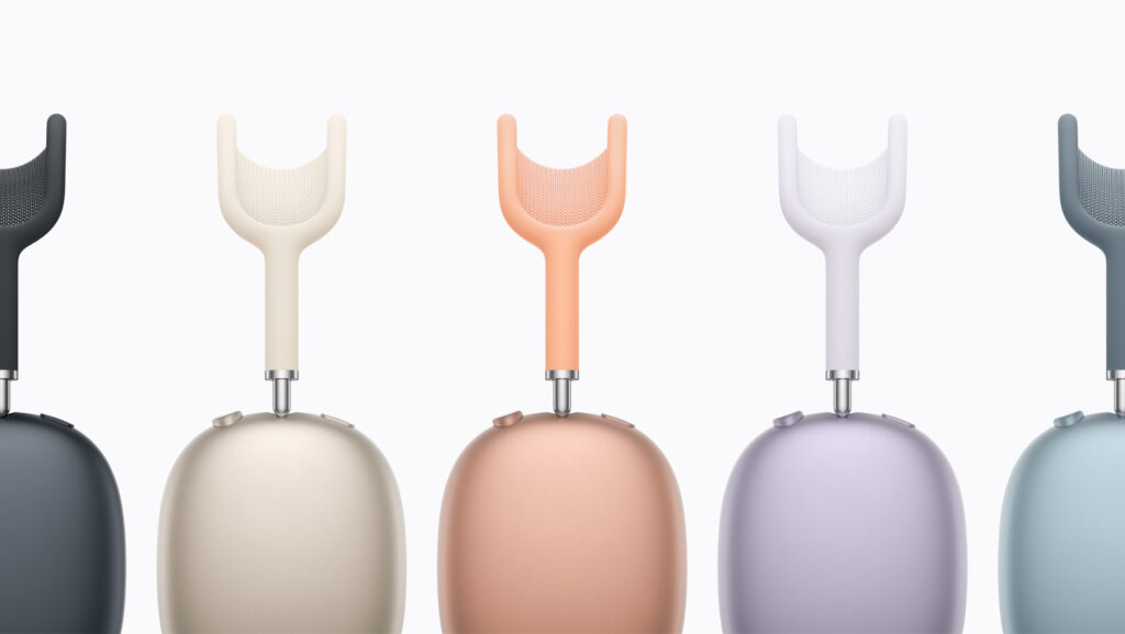 AirPods Max 2 displayed in Midnight, Starlight, Blue, Purple, and Orange color options